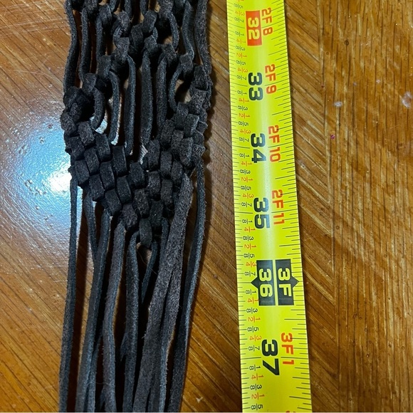 J. Crew Dark Brown Woven Suede Belt Coastal Cowgirl Rodeo Country Western Fringe - Picture 8 of 10